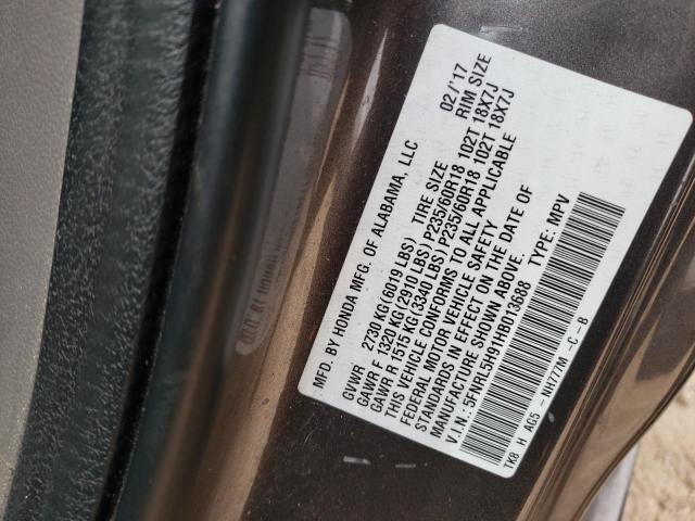 5FNRL5H91HB013688 Honda Odyssey Touring