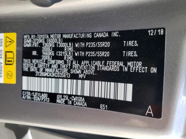 2T2BGMCA2KC035613 Lexus Rx 450h Base