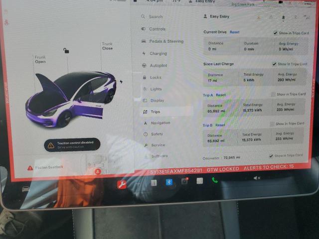 5YJ3E1EAXMF854281 Tesla MODEL 3