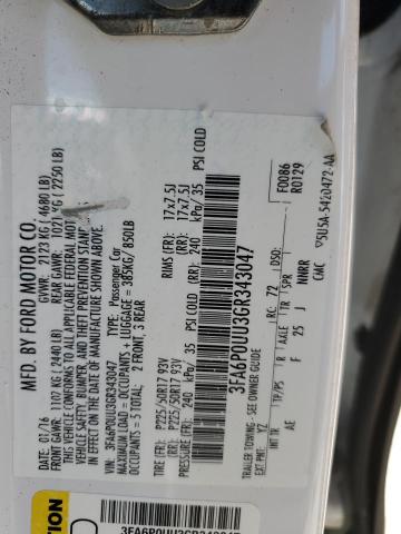 3FA6P0UU3GR343047 Ford Fusion S Hybrid