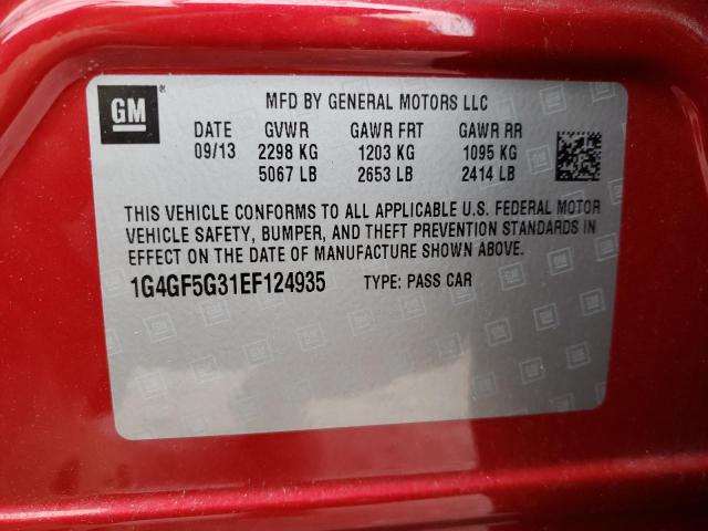 1G4GF5G31EF124935 Buick Lacrosse Touring