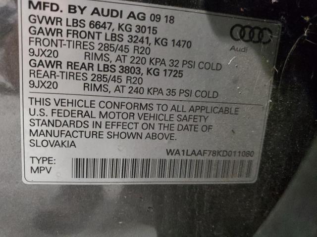 WA1LAAF78KD011080 Audi Q7 Premium Plus