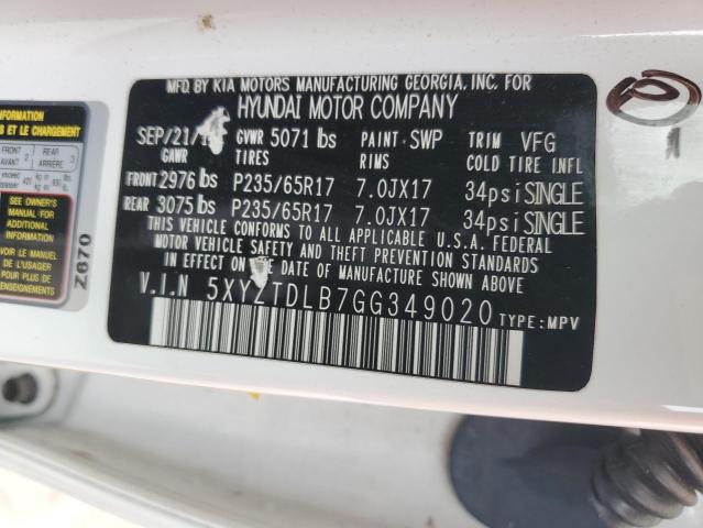 5XYZTDLB7GG349020 Hyundai SANTA FE SPORT