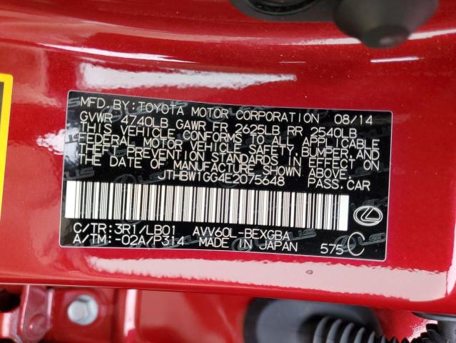 JTHBW1GG4E2075648 Lexus ES 300H