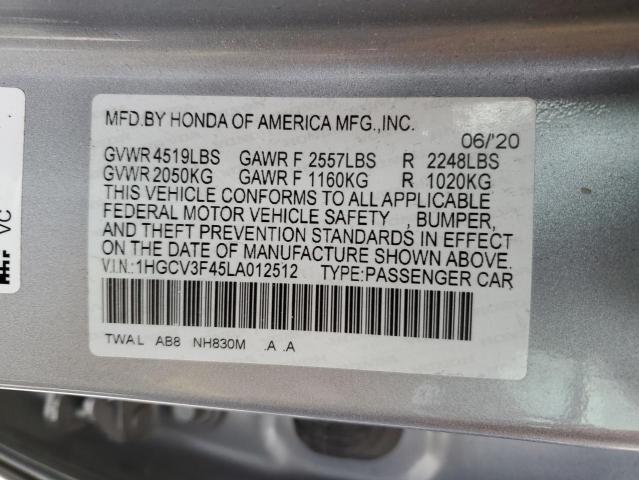 1HGCV3F45LA012512 Honda Accord Hybrid Ex