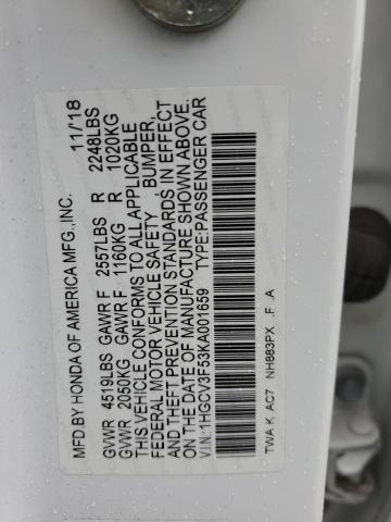 1HGCV3F53KA001659 Honda Accord Hybrid Exl