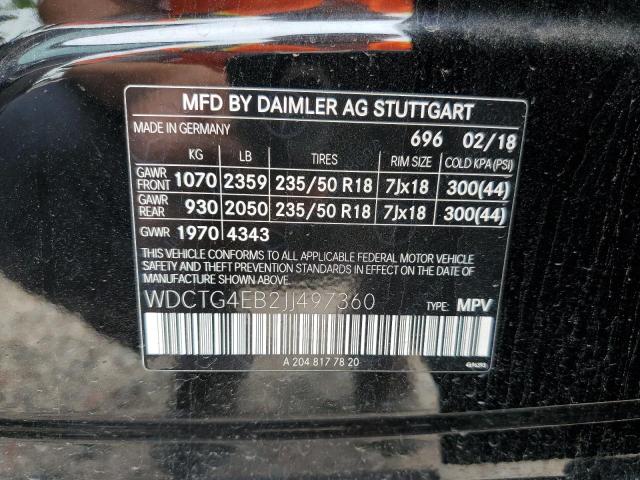 WDCTG4EB2JJ497360 Mercedes-Benz GLA 250