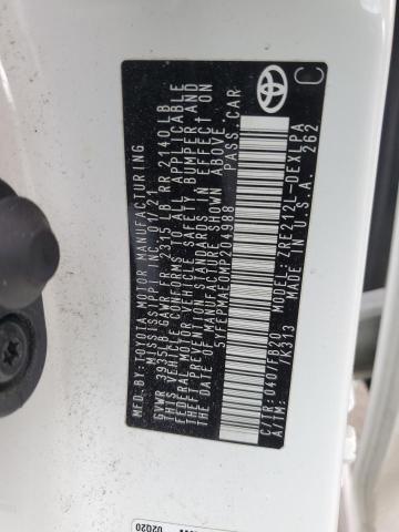 5YFEPMAE0MP204988 Toyota COROLLA LE