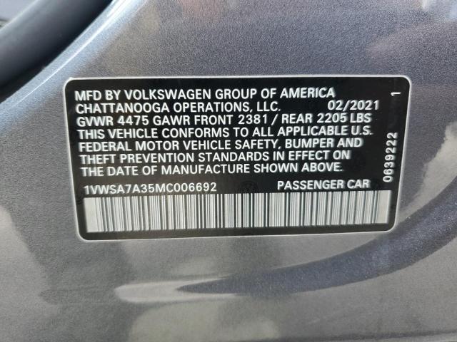 1VWSA7A35MC006692 Volkswagen PASSAT SE
