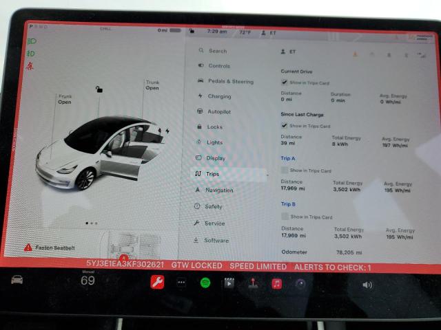 5YJ3E1EA3KF302621 Tesla MODEL 3