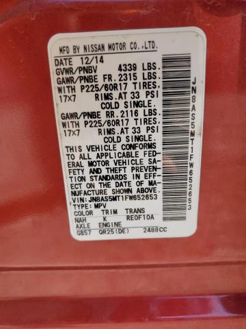 JN8AS5MT1FW652653 Nissan Rogue Select S