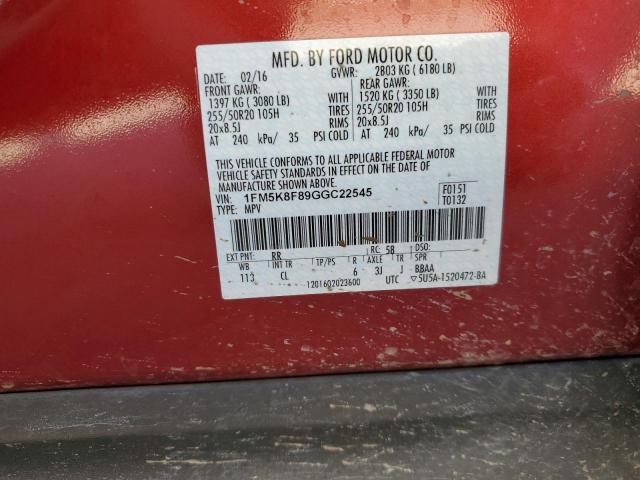 1FM5K8F89GGC22545 Ford Explorer Limited