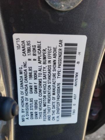 2HGFC2F74GH500476 Honda CIVIC EX