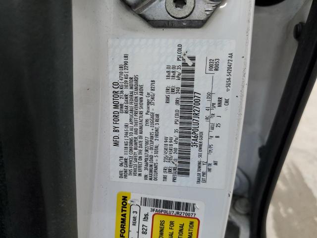 3FA6P0LU7JR270077 Ford Fusion Se Hybrid