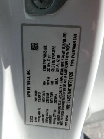 5YJ3E1EB1NF261726 Tesla MODEL 3