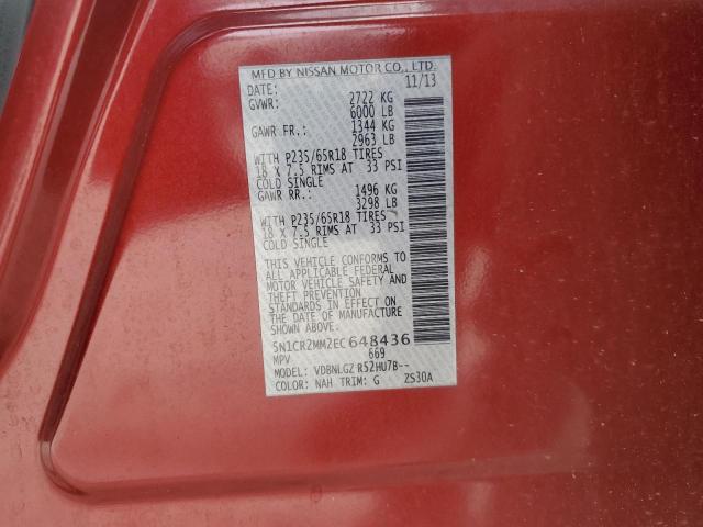 5N1CR2MM2EC648436 Nissan Pathfinder Sv Hybrid