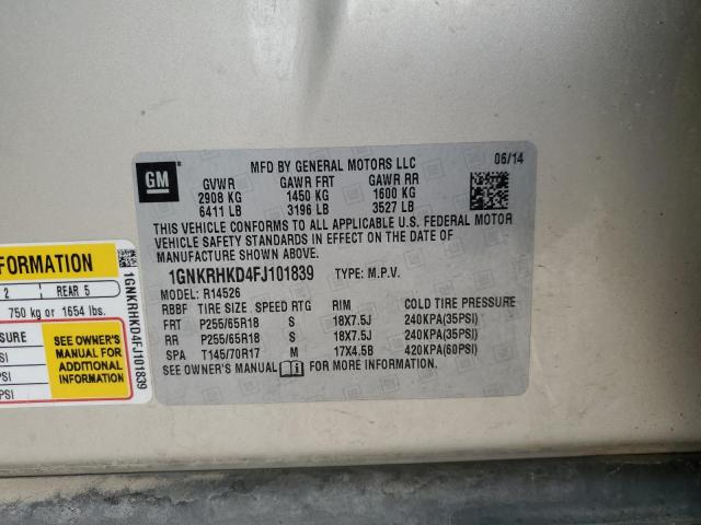 1GNKRHKD4FJ101839 Chevrolet Traverse Lt