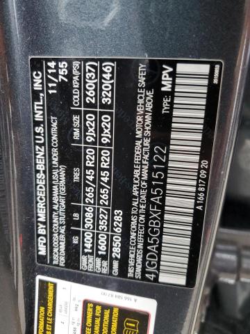 4JGDA5GBXFA515122 Mercedes-Benz Ml 400 4matic