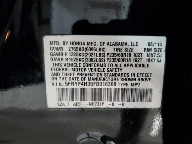 5FNYF4H35FB016308 Honda PILOT SE
