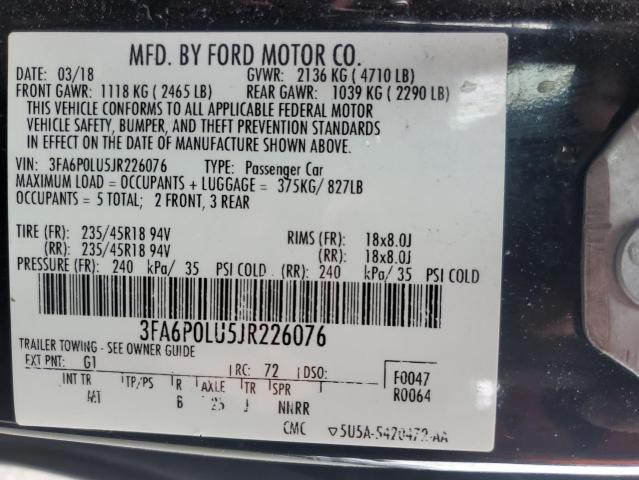 3FA6P0LU5JR226076 Ford Fusion Se Hybrid