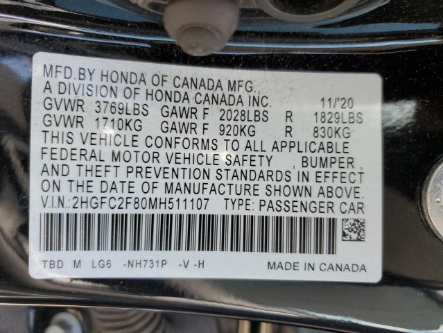 2HGFC2F80MH511107 Honda Civic Sport