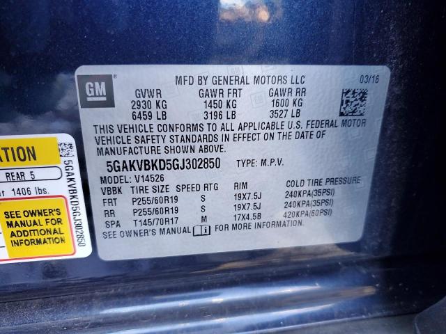 5GAKVBKD5GJ302850 Buick Enclave