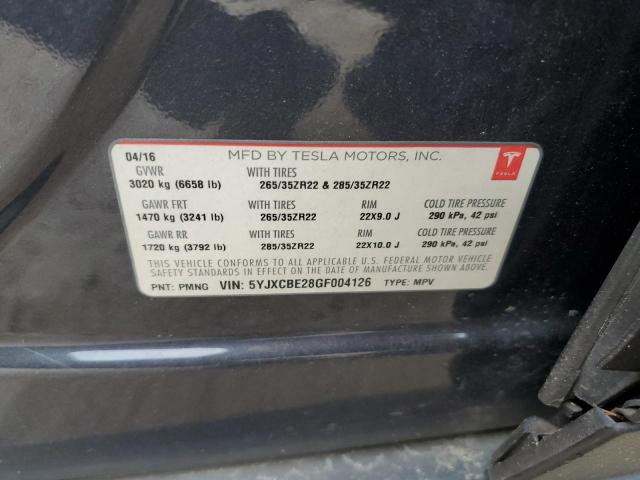 5YJXCBE28GF004126 Tesla MODEL X