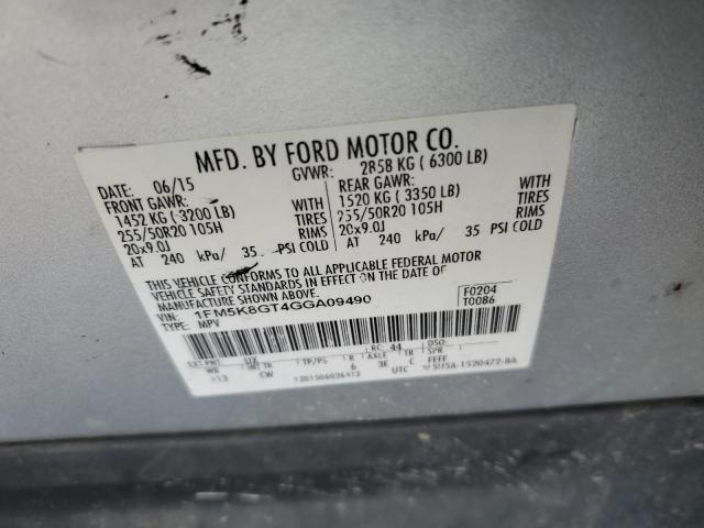 1FM5K8GT4GGA09490 Ford EXPLORER SPORT