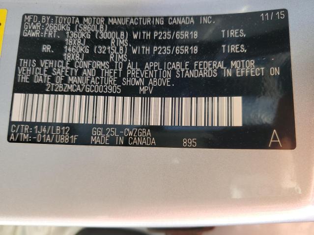 2T2BZMCA7GC003905 Lexus Rx 350 Base