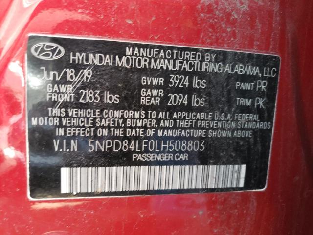 5NPD84LF0LH508803 Hyundai ELANTRA SEL