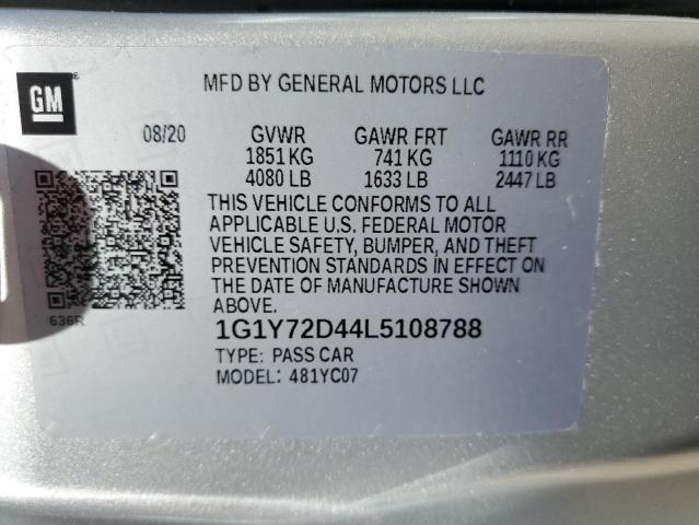 1G1Y72D44L5108788 Chevrolet Corvette Stingray 2lt