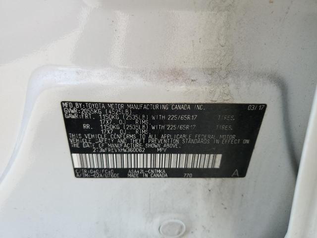 2T3WFREVXHW360062 Toyota Rav4 Xle