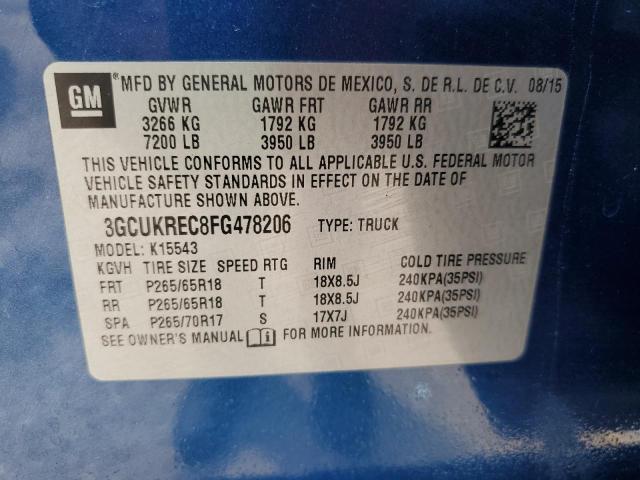 3GCUKREC8FG478206 Chevrolet Silverado K1500 Lt