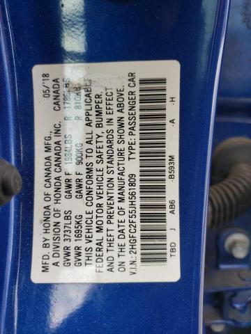 2HGFC2F55JH561809 Honda Civic Lx