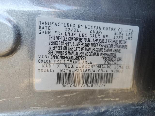 3N1CN8FVXML897274 Nissan VERSA SR