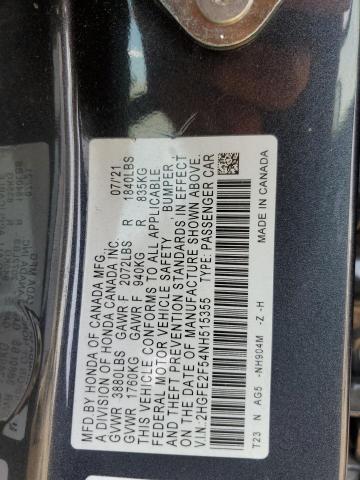 2HGFE2F54NH515355 Honda Civic Sport