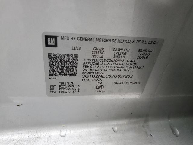 3GTU2MEC0JG637232 GMC Sierra K1500 Sle