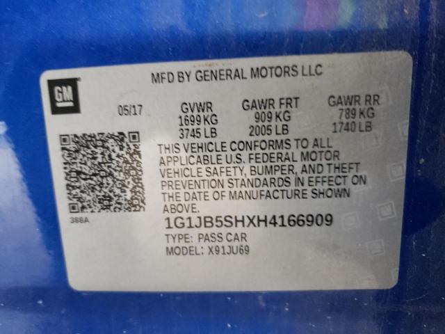 1G1JB5SHXH4166909 Chevrolet SONIC LS