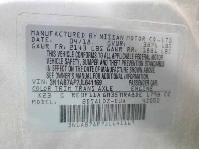 3N1AB7AP7JL641169 Nissan SENTRA S