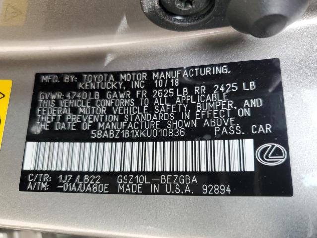 58ABZ1B1XKU010836 Lexus ES 350