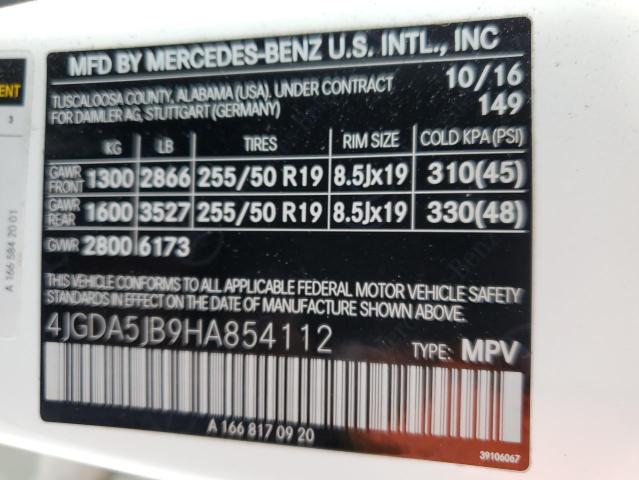 4JGDA5JB9HA854112 Mercedes-Benz GLE 350