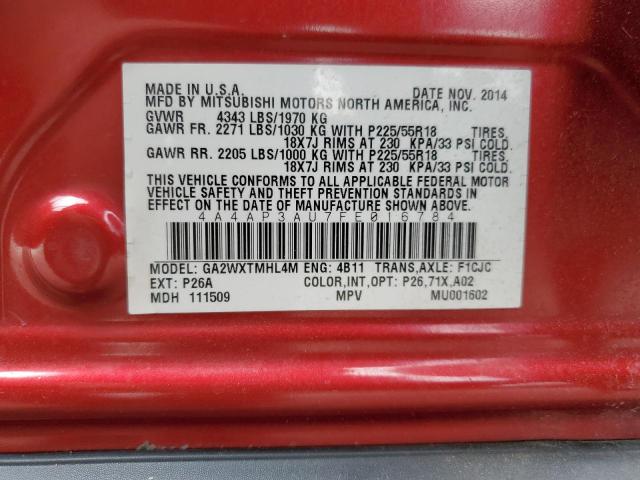 4A4AP3AU7FE016784 Mitsubishi Outlander Sport Es