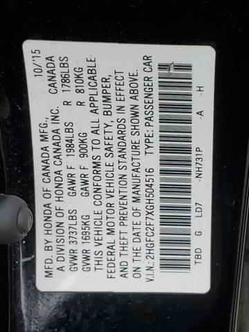 2HGFC2F7XGH504516 Honda CIVIC EX
