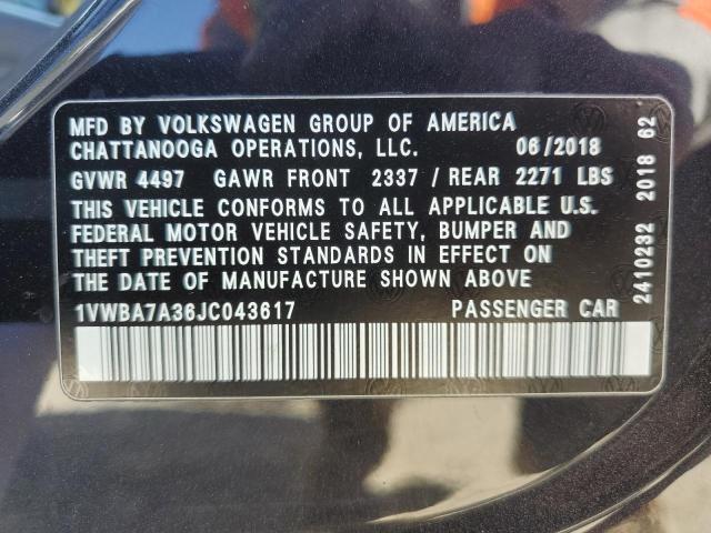 1VWBA7A36JC043617 Volkswagen PASSAT SE