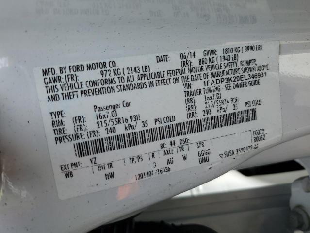 1FADP3K29EL346931 Ford FOCUS SE