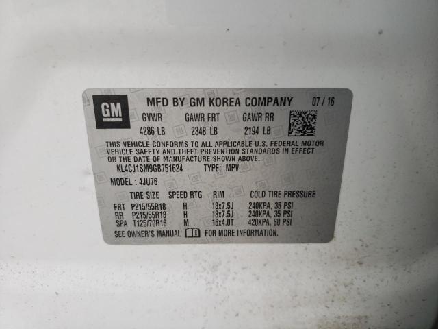 KL4CJ1SM9GB751624 Buick Encore Sport Touring