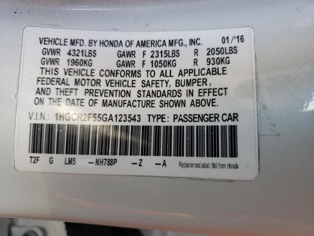 1HGCR2F55GA123543 Honda Accord Sport