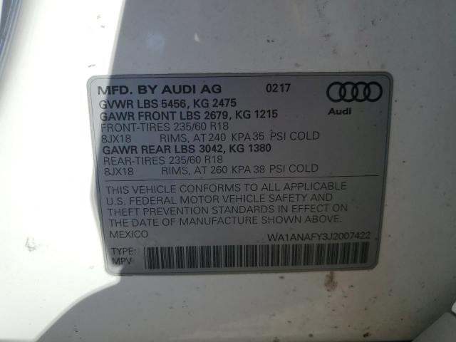 WA1ANAFY3J2007422 Audi Q5 PREMIUM