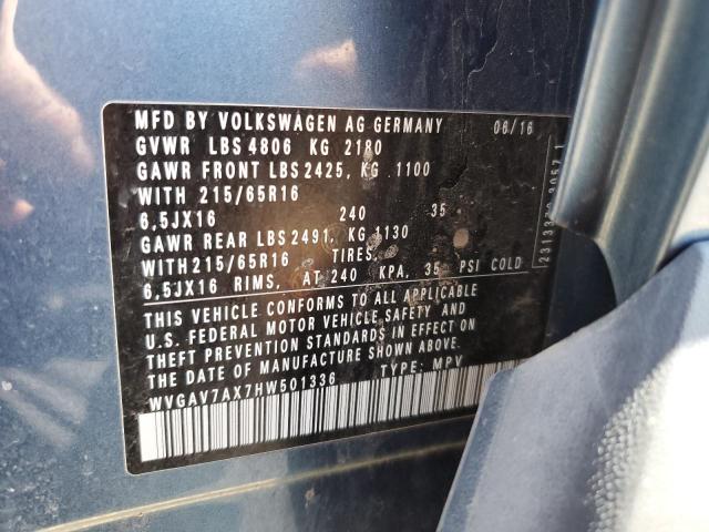 WVGAV7AX7HW501336 Volkswagen TIGUAN S