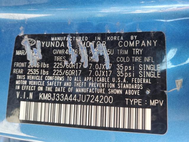 KM8J33A44JU724200 Hyundai TUCSON SEL